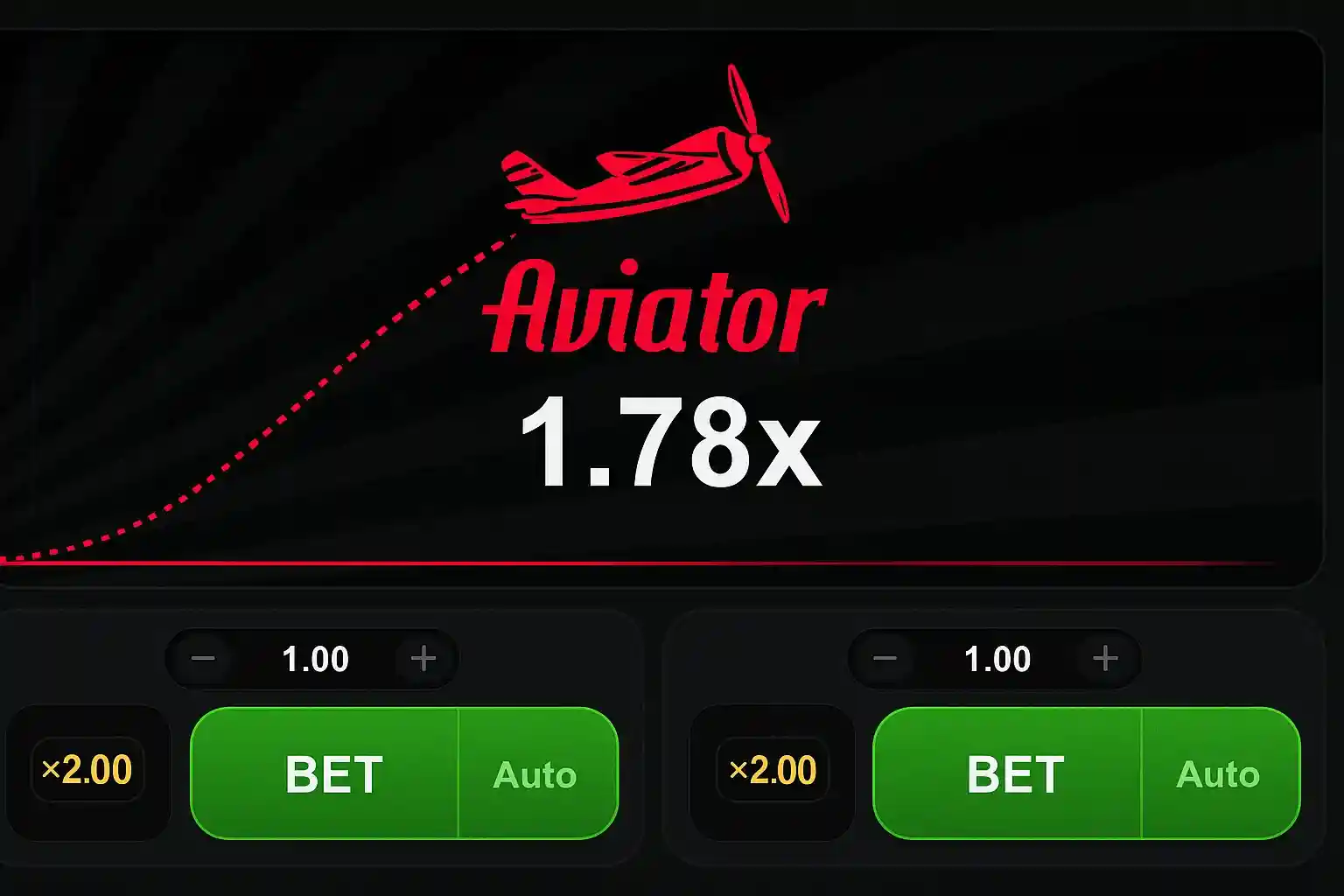 Aviator crash game betting interface with rising multiplier and cashout button