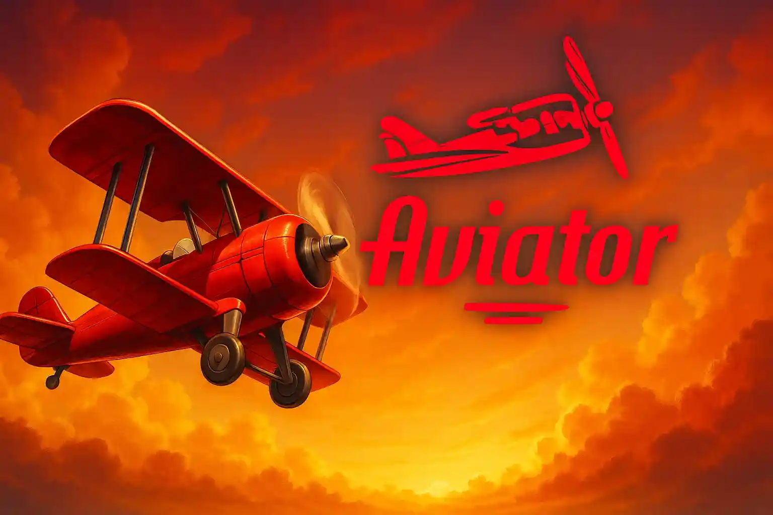 Aviator game promotional banner with airplane and multiplier graphics