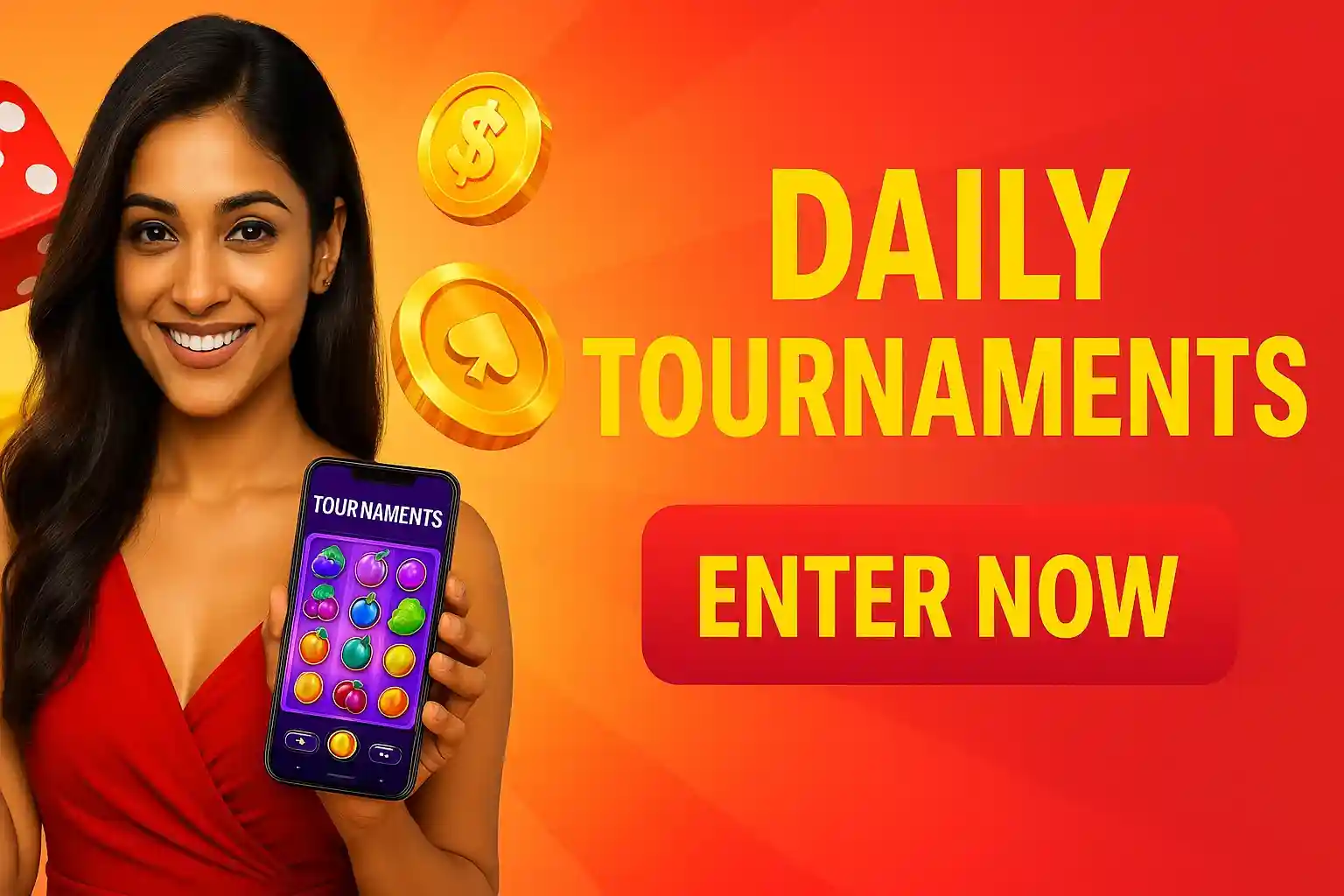 Daily live casino tournaments with competitive leaderboard and prizes